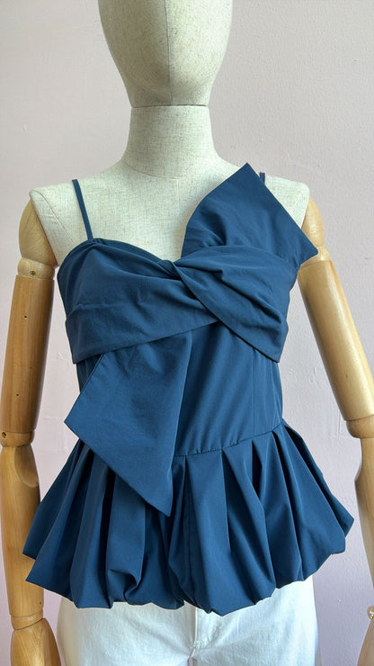 Blusa tipo globo azul marino #11950