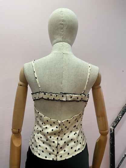 Blusa polka tirantes con encaje #11961