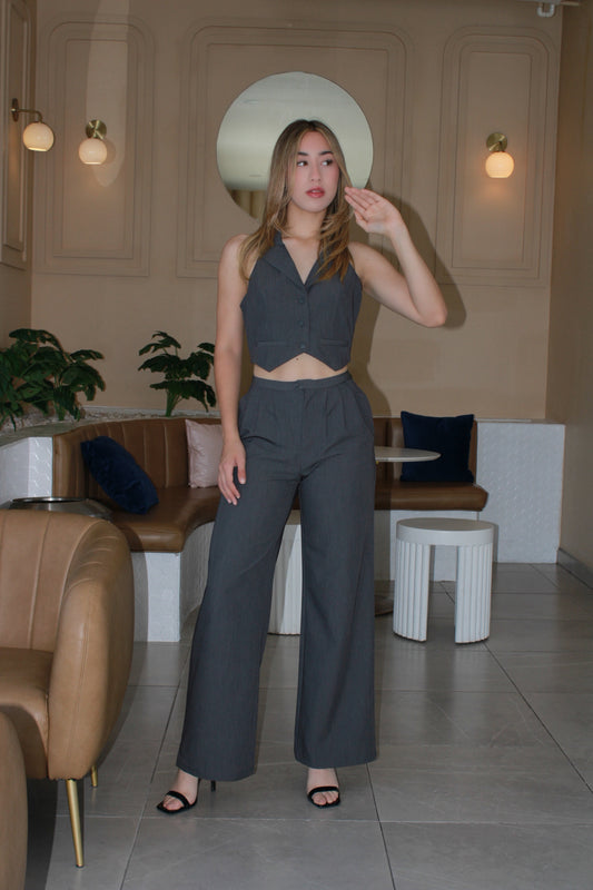 Set gris de chaleco y pantalón #11333