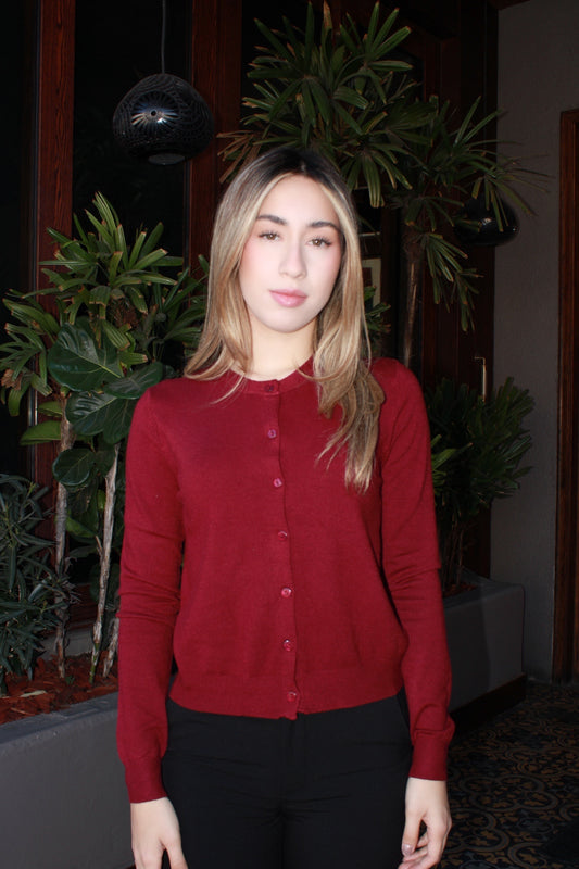 Suéter de botones guinda #11558