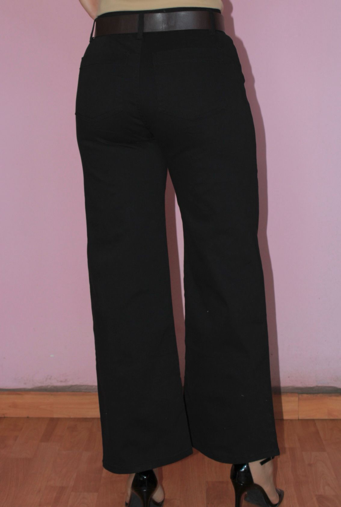 Pantalón negro mezclilla con cinto #11806