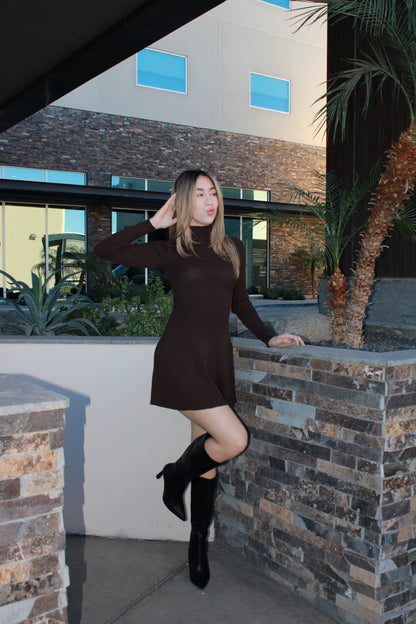 Vestido cafe corte A corto #11594