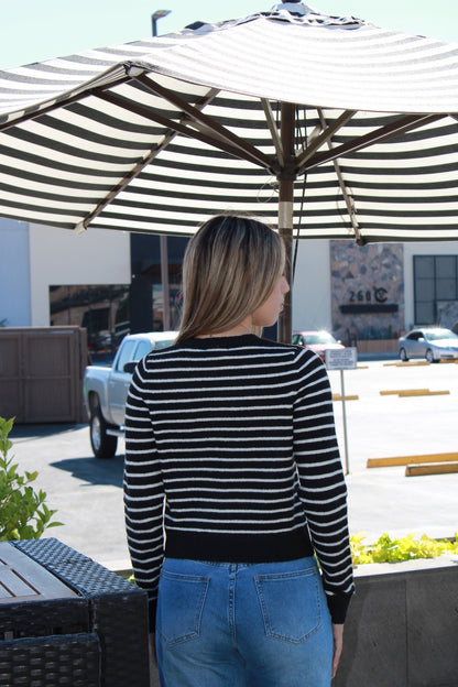 Suéter rayado negro c blanco #11510