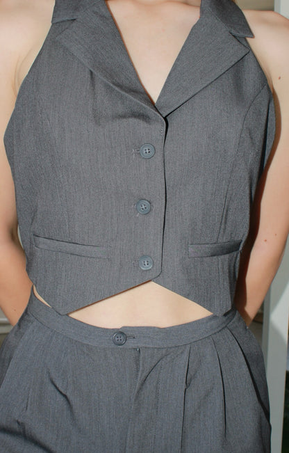 Set gris de chaleco y pantalón #11333