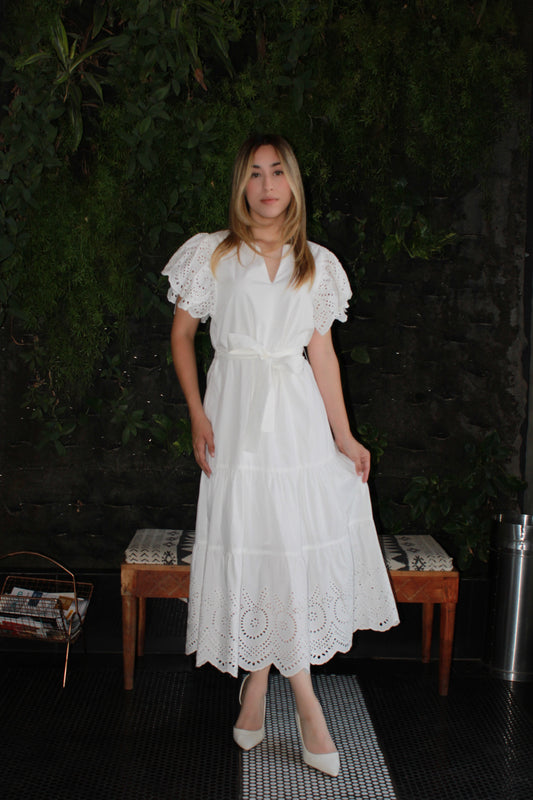 Vestido Largo Blanco con bordado #11323