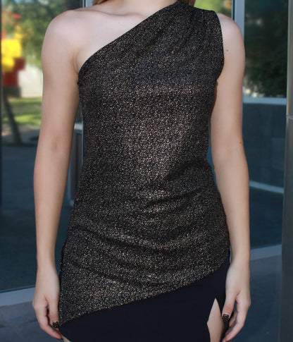 Blusa dorada, asimétrica #11464￼