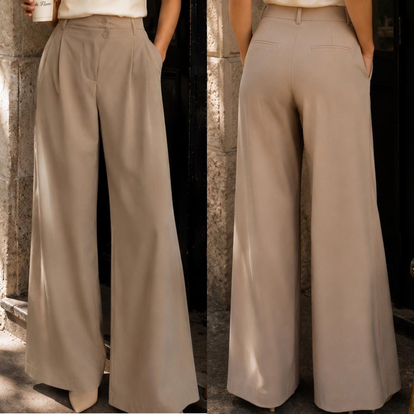 Pantalón de vestir, beige #11958￼