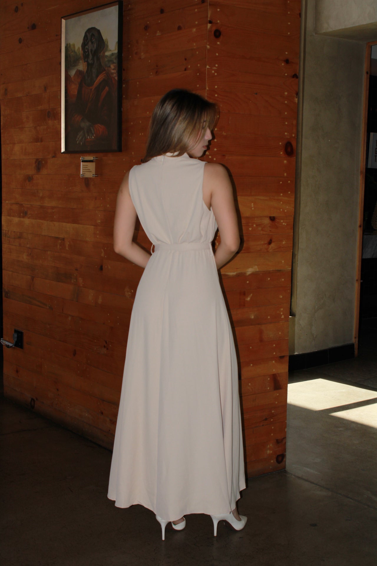 Vestido beige corte 50s #11316