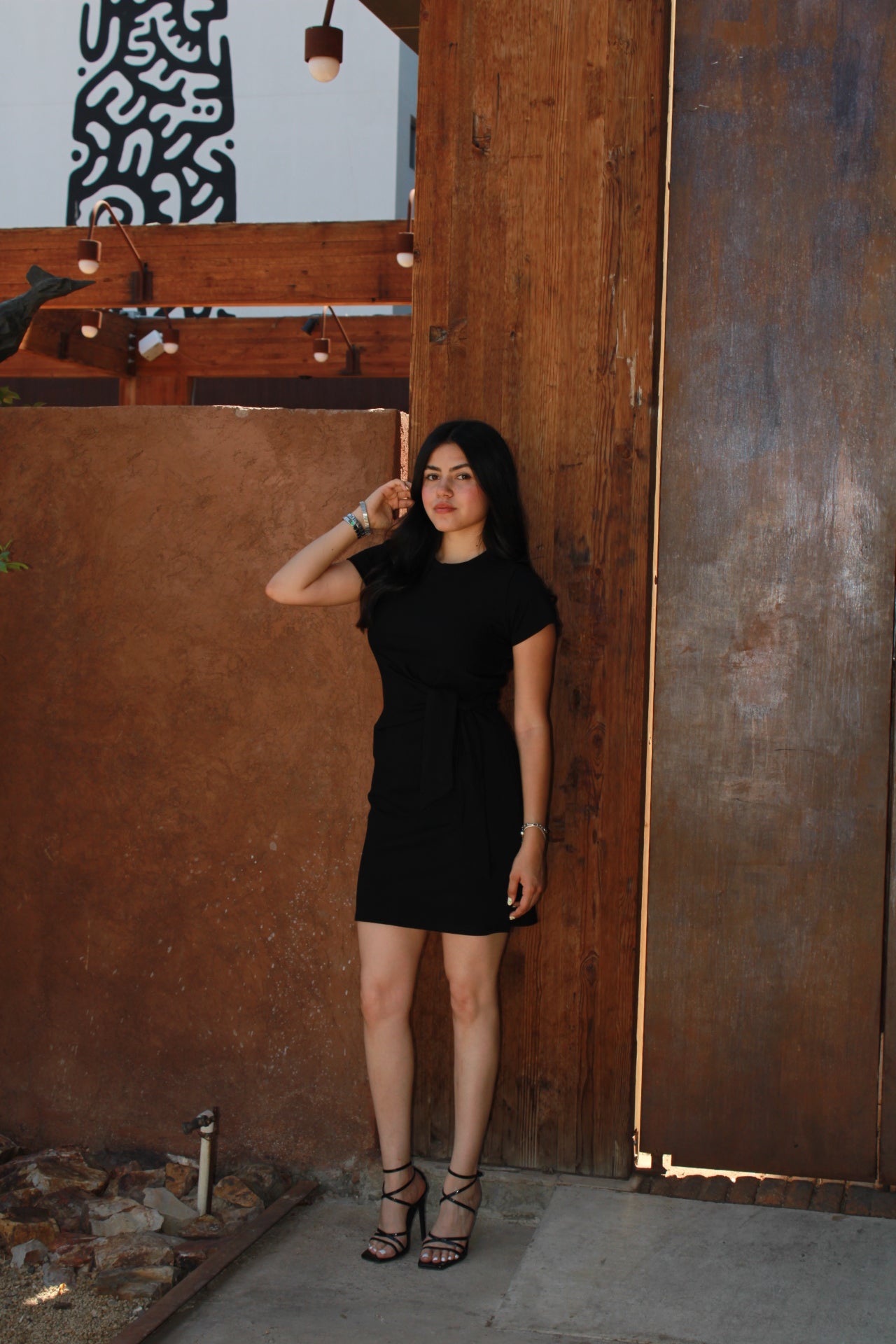 Vestido negro c nudo corto #11264