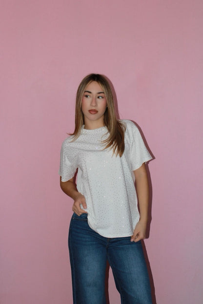 Camiseta blanca con brillos. #11761