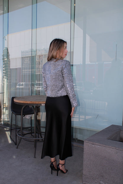 Saquito plateado brilloso #11513