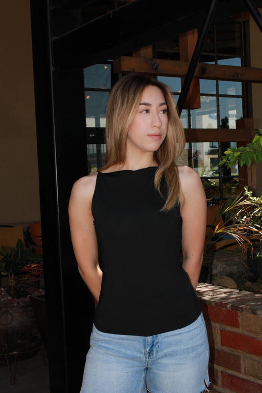 Blusa negra de mini tirantes #11298