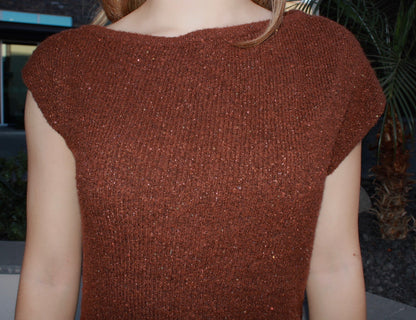 Vestido, café de suéter corto con brillos #11667￼