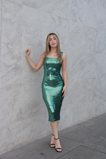 Vestido de lentejuelas verde #11589