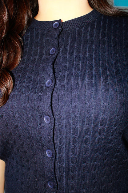 Suéter de manga, corta azul marino con botones. #11679