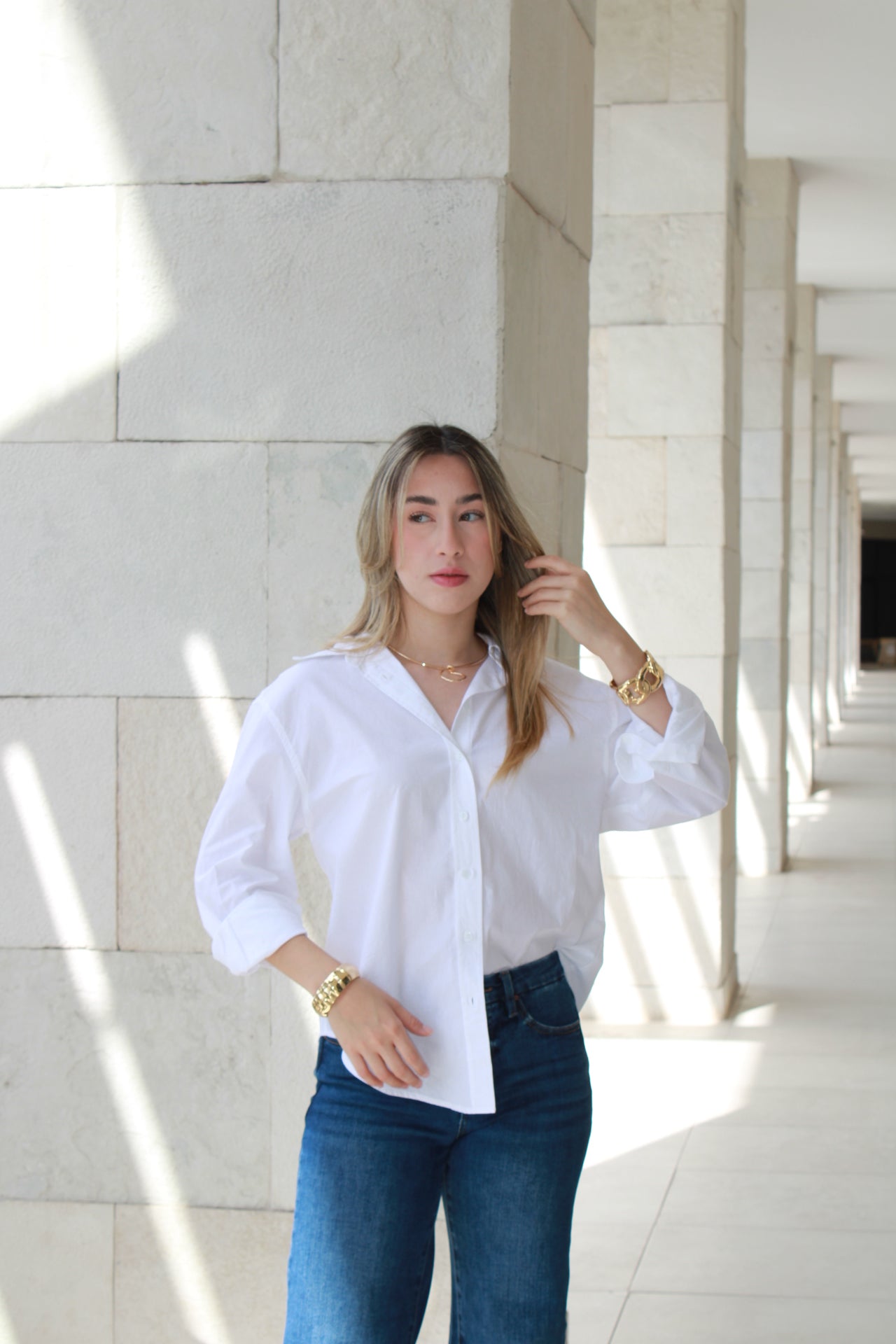 Camisa blanca de botones #10106