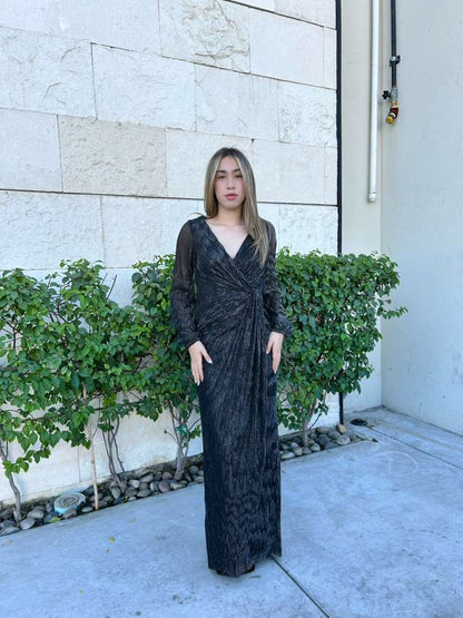 Vestido, largo negro, con plata #11529