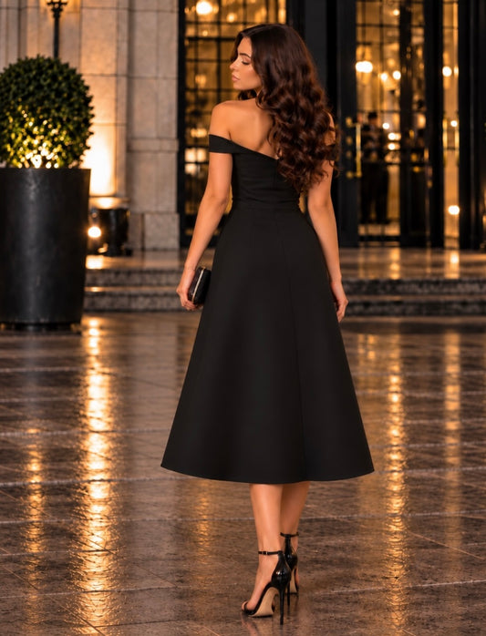 Vestido negro midi #12034