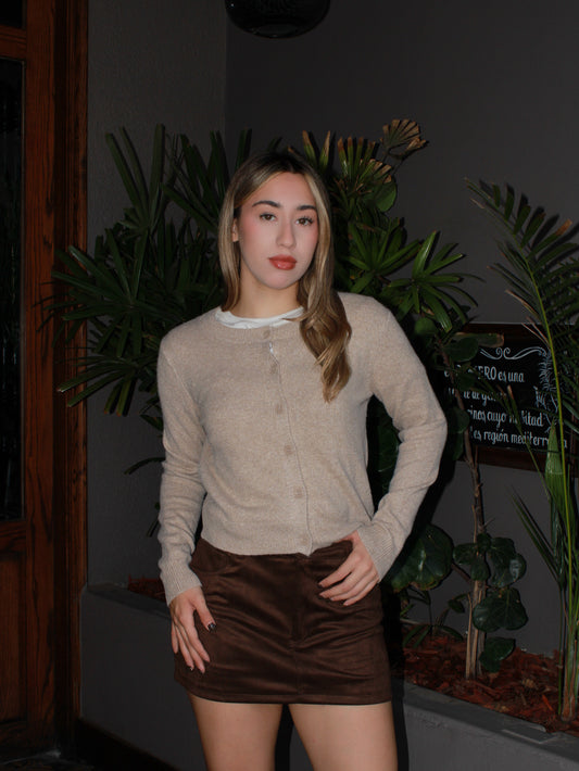 Suéter cardigan mocha #11494