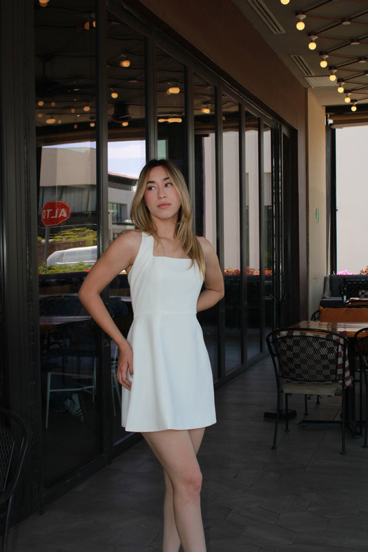 Vestido blanco corto halter #11285