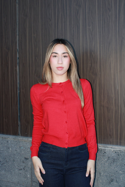 Suéter de botones, rojo #11608￼