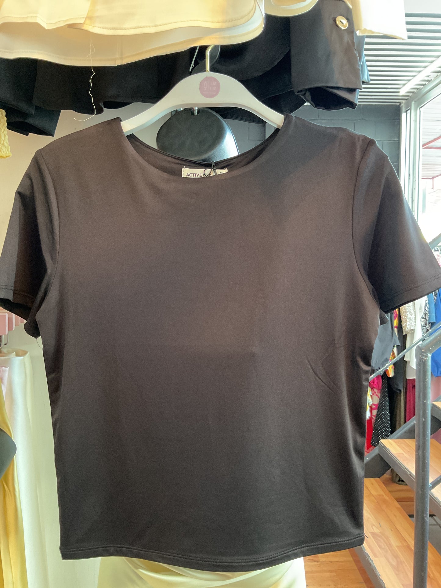 Blusa básica negra de algodón#11805