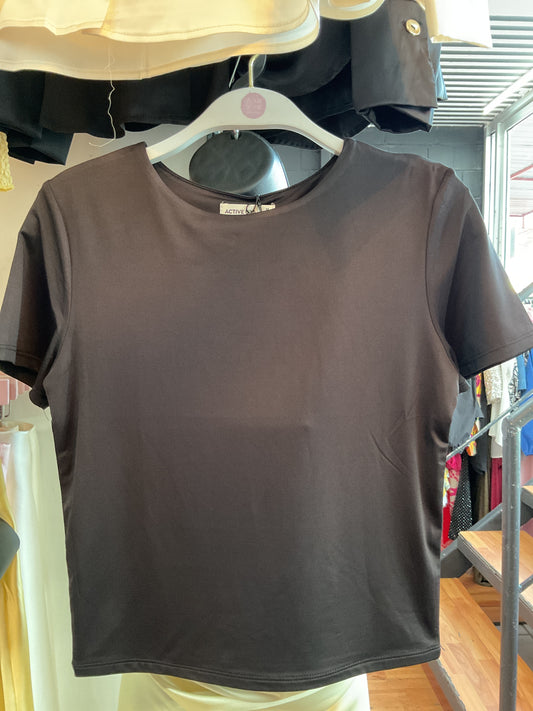 Blusa básica negra de algodón#11805