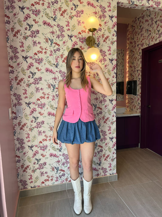 Chaleco con botones rosa #10931