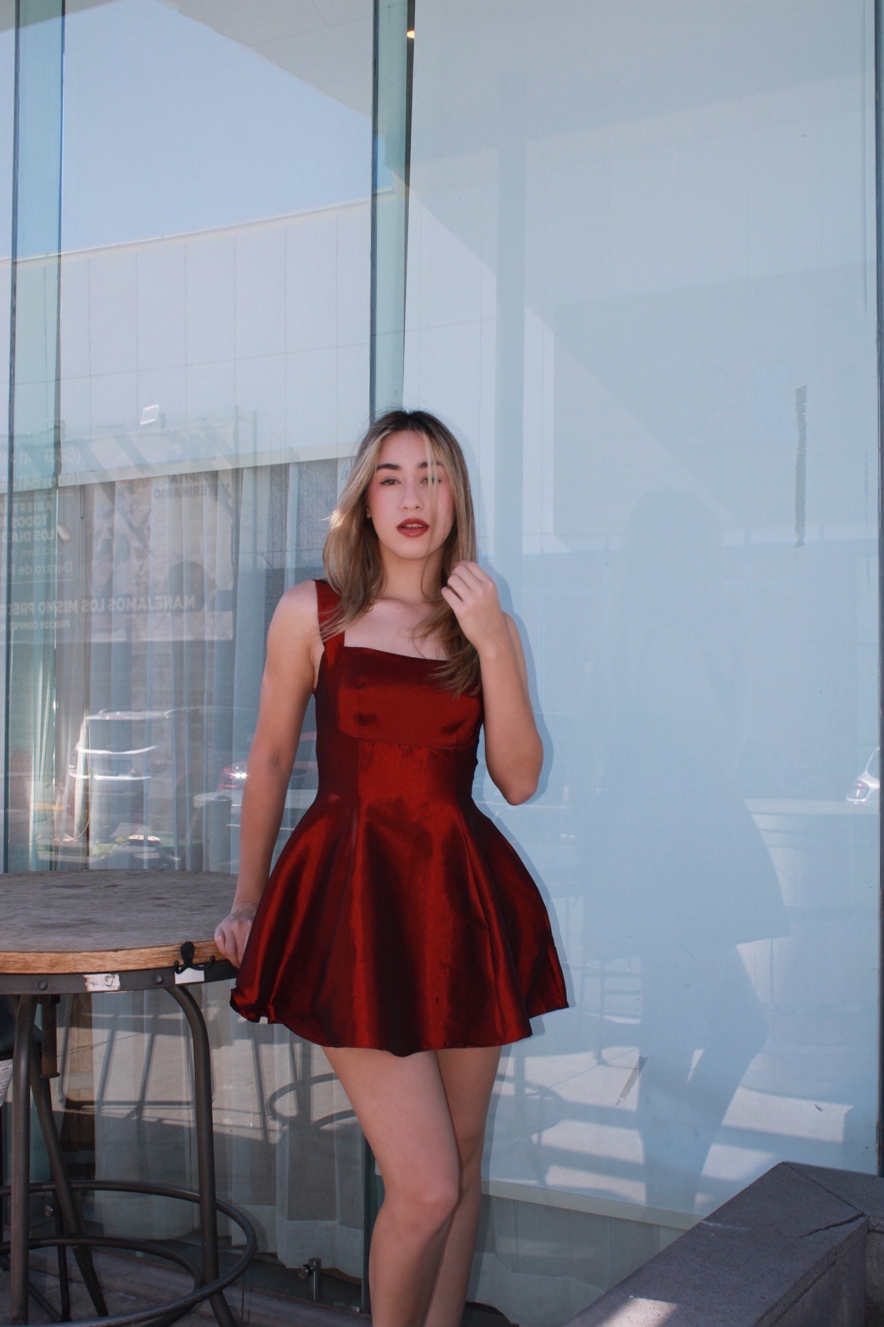 Vestido color vino corto #11519