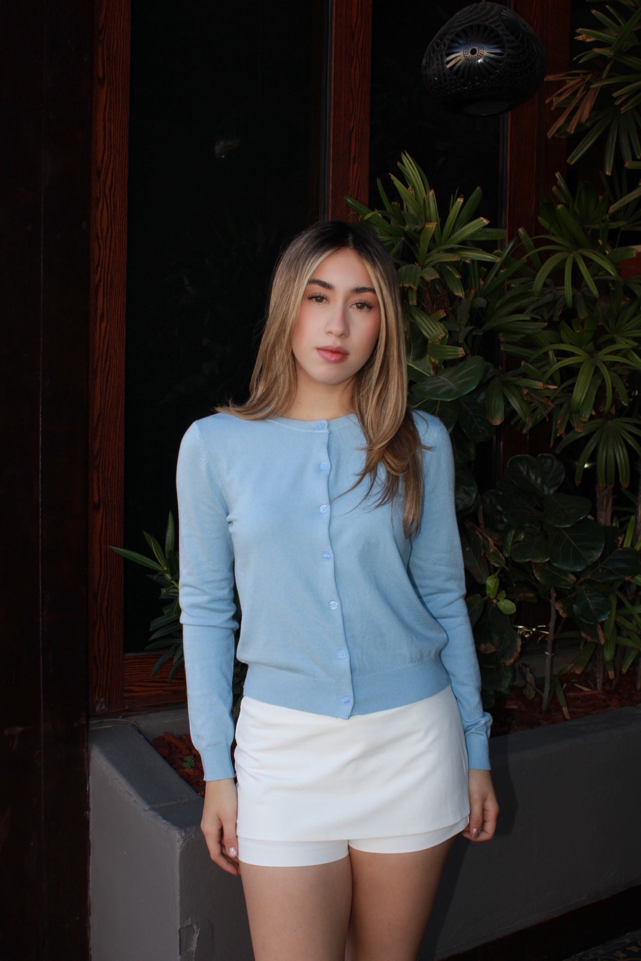 Suéter de botones azul cielo #11559