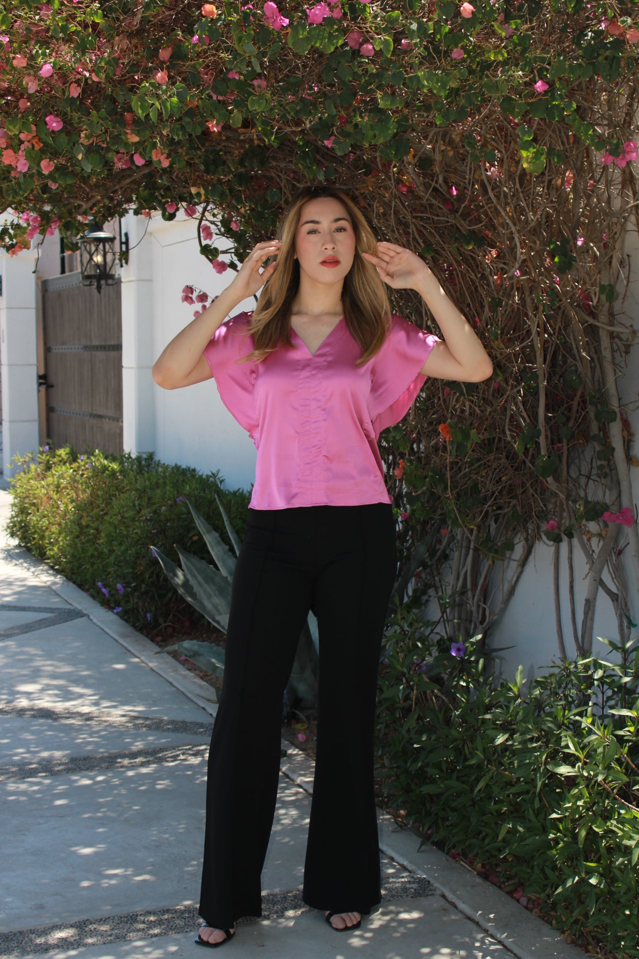 Blusas rosa viejo Manga Olanes #11197