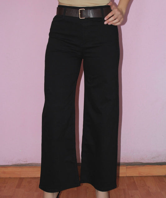 Pantalón negro mezclilla con cinto #11806