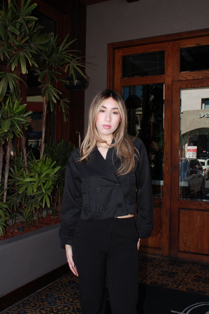 Gabardina corta negra #11569