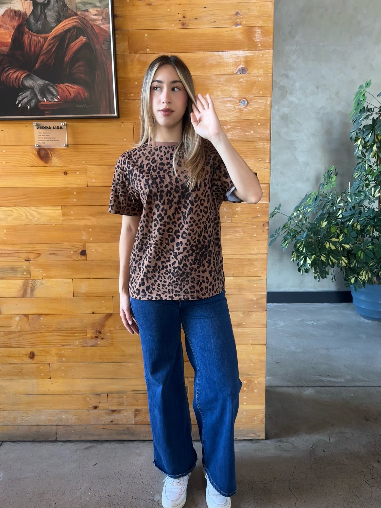 Camisa, café, Animal print#11854
