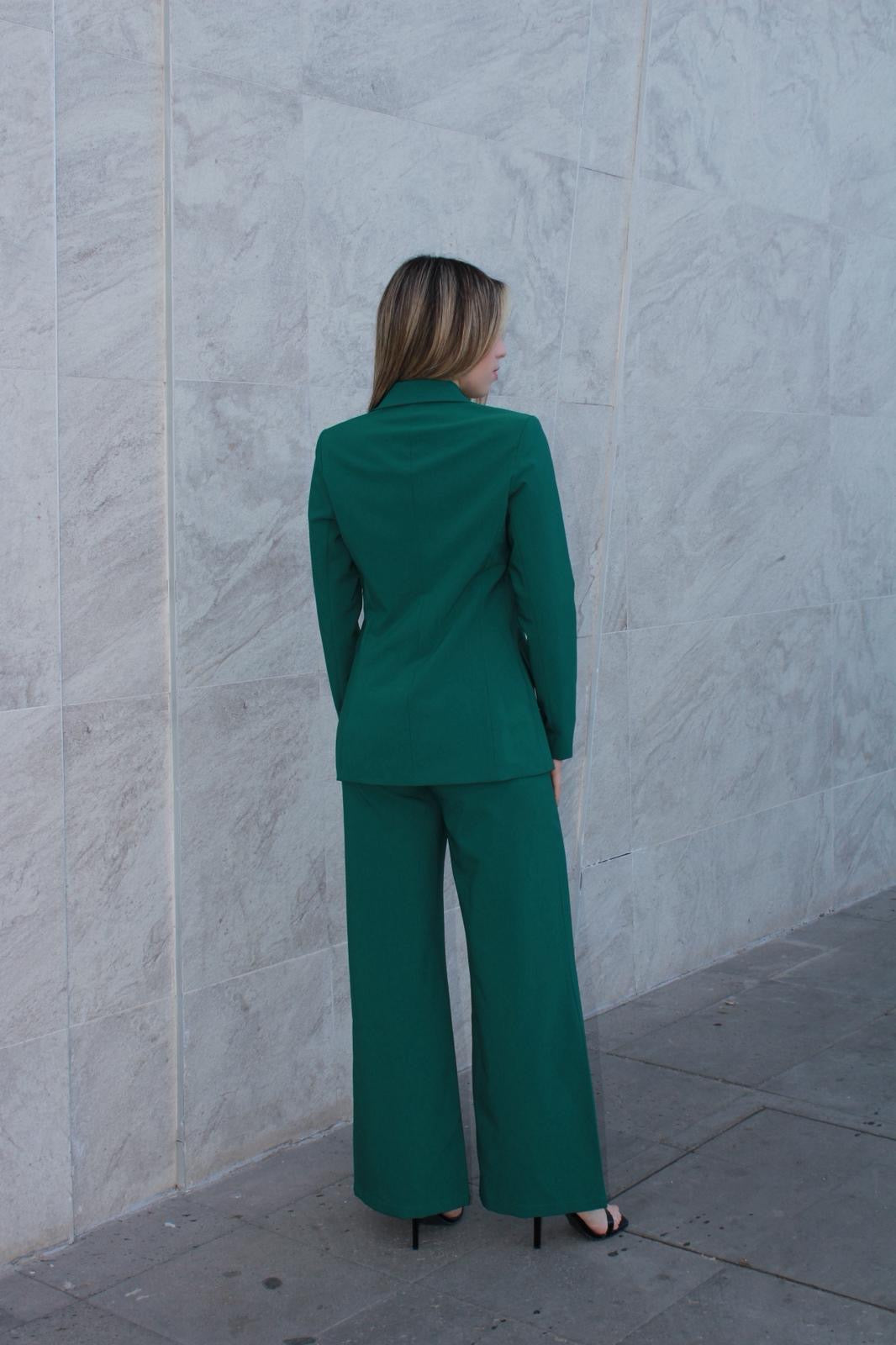 Traje verde oscuro de pantalón y saco #11586