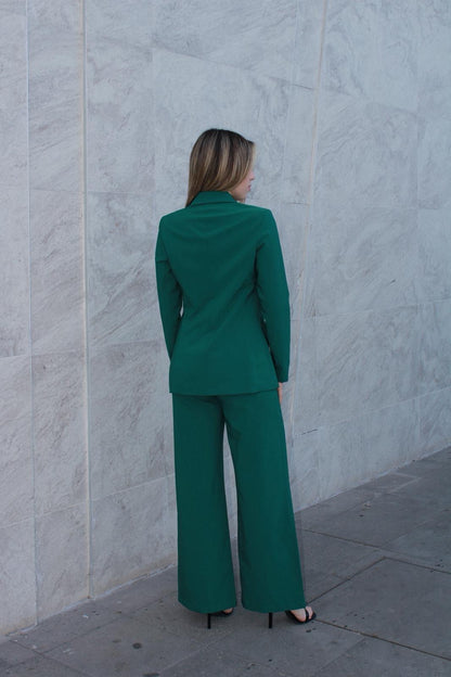 Traje verde oscuro de pantalón y saco #11586