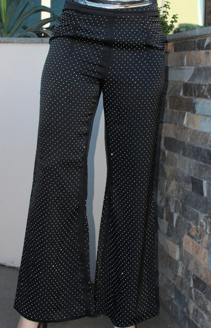 Pantalón negro, satín con piedras #11658￼