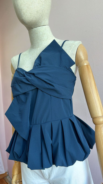 Blusa tipo globo azul marino #11950
