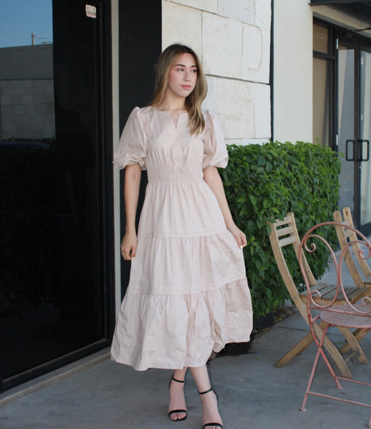 Vestido beige bombacho #11192