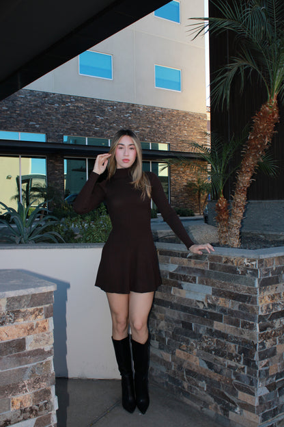 Vestido cafe corte A corto #11594