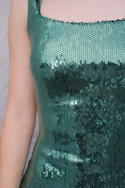 Vestido de lentejuelas verde #11589