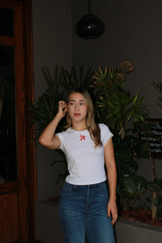 Camiseta de moñito rojo #11488
