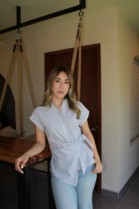Camisa manga corta rayada #11179