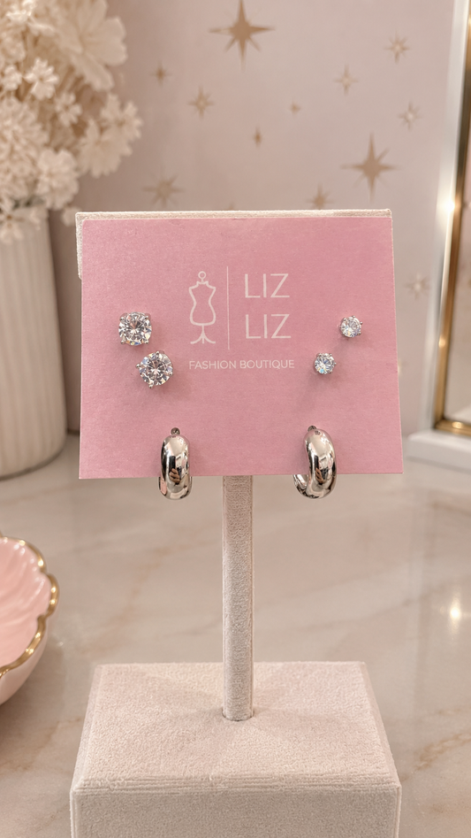 Set aretes plateados ￼#77A