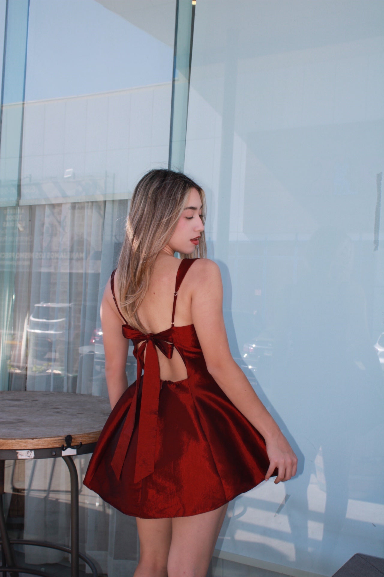 Vestido color vino corto #11519