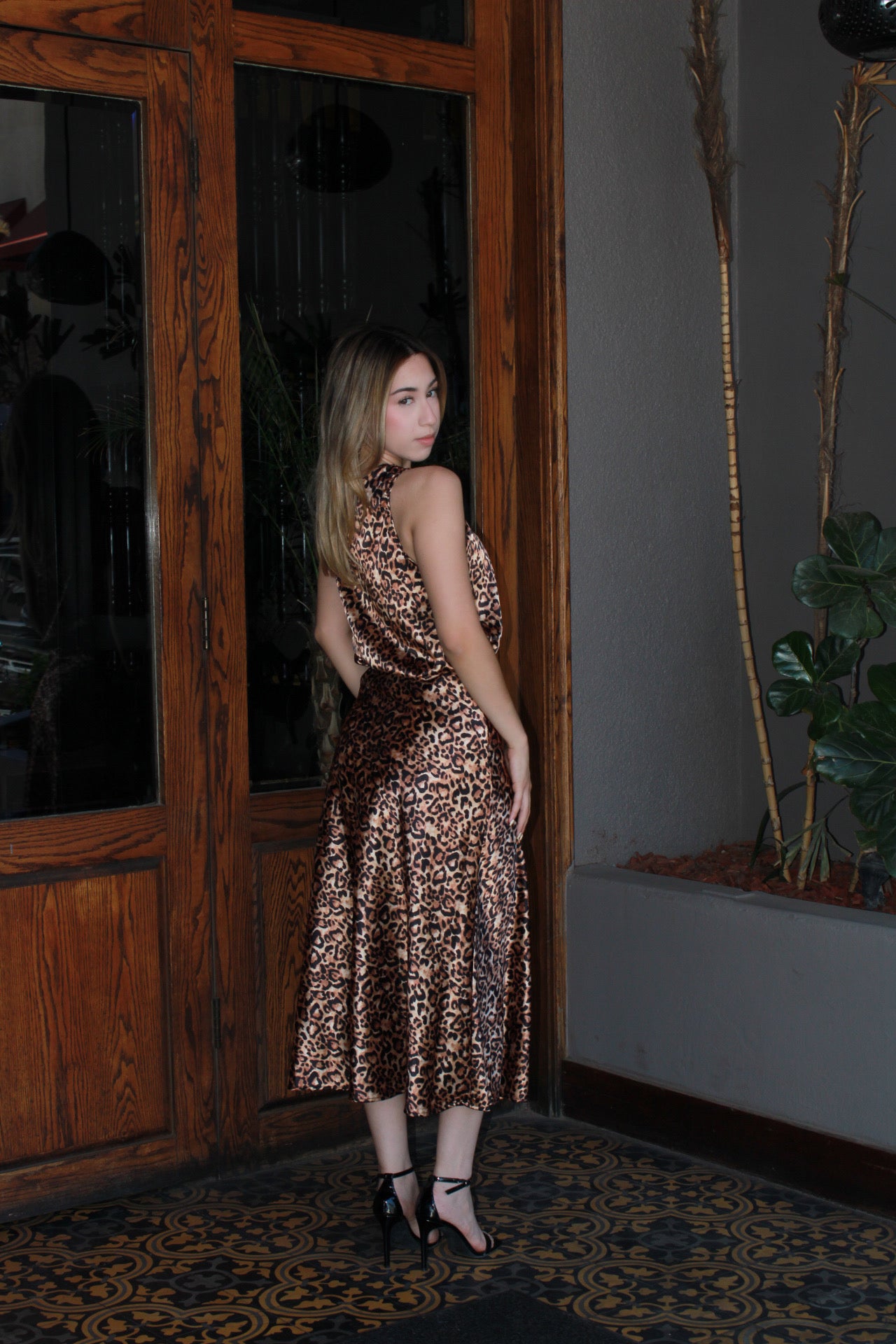 Falda satinada animal print #11249