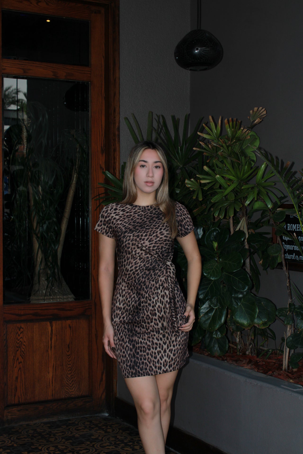 Vestido corto con nudo animal print #11480