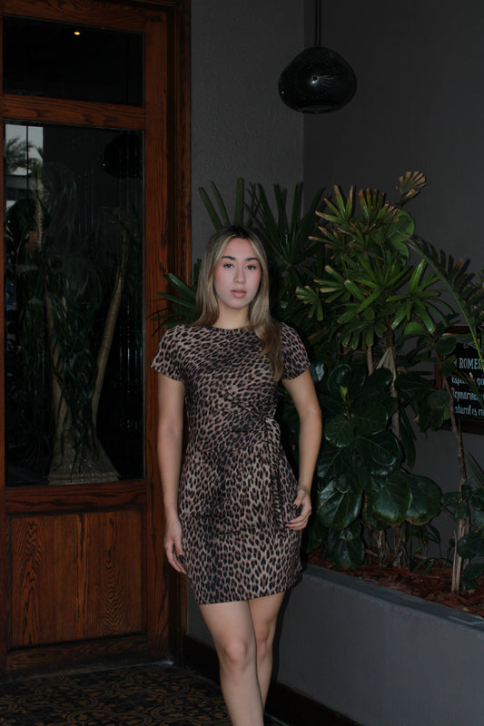 Vestido corto con nudo animal print #11480
