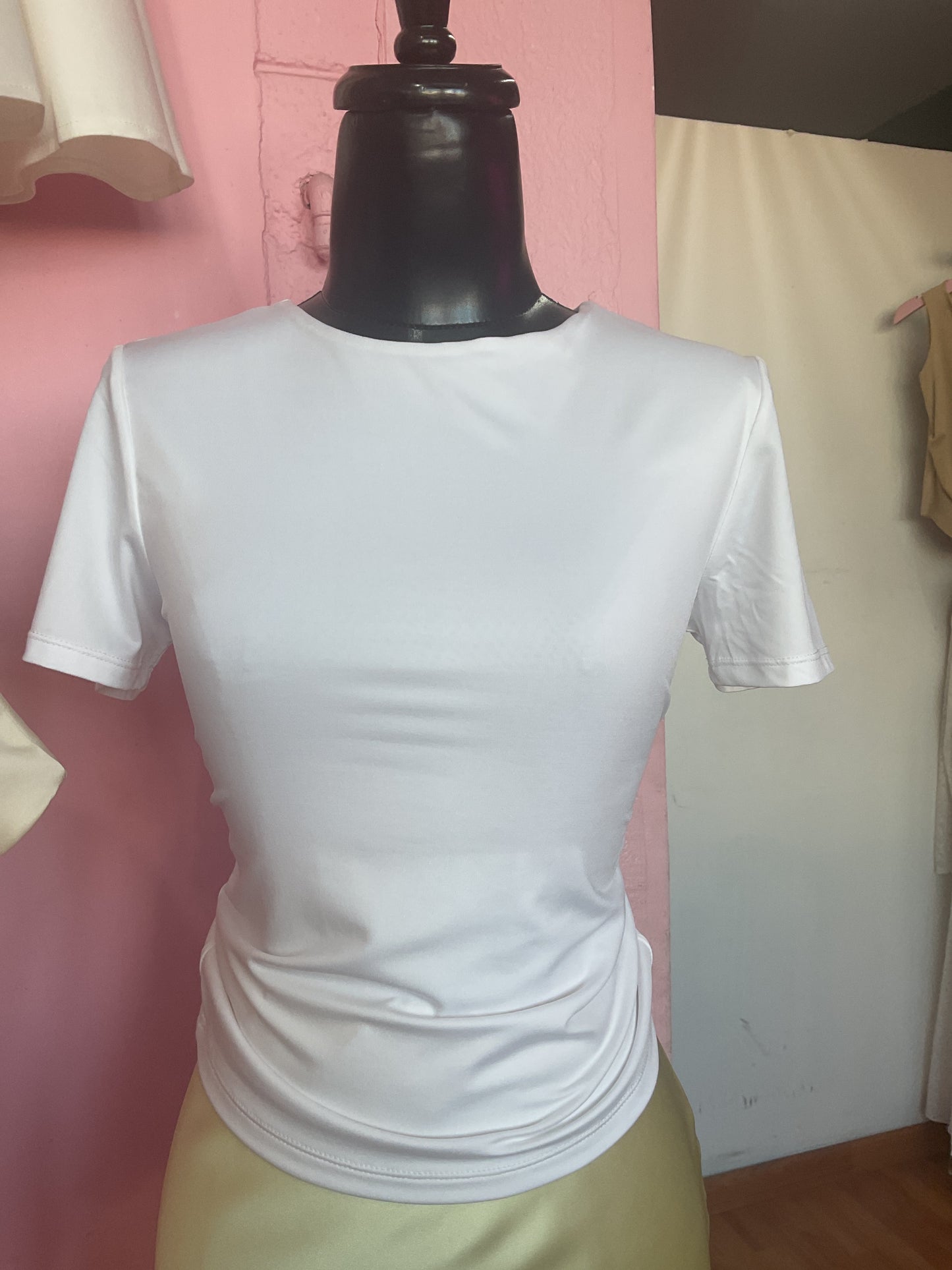 Blusa blanca, tela de algodón #11828￼
