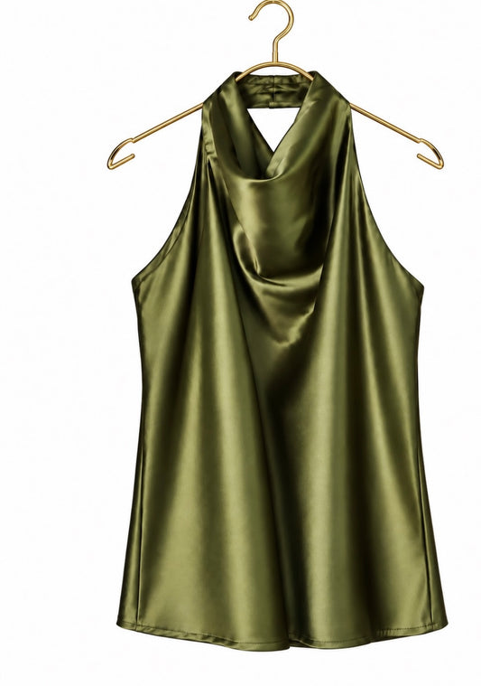 Blusa verde olivo halter #12029